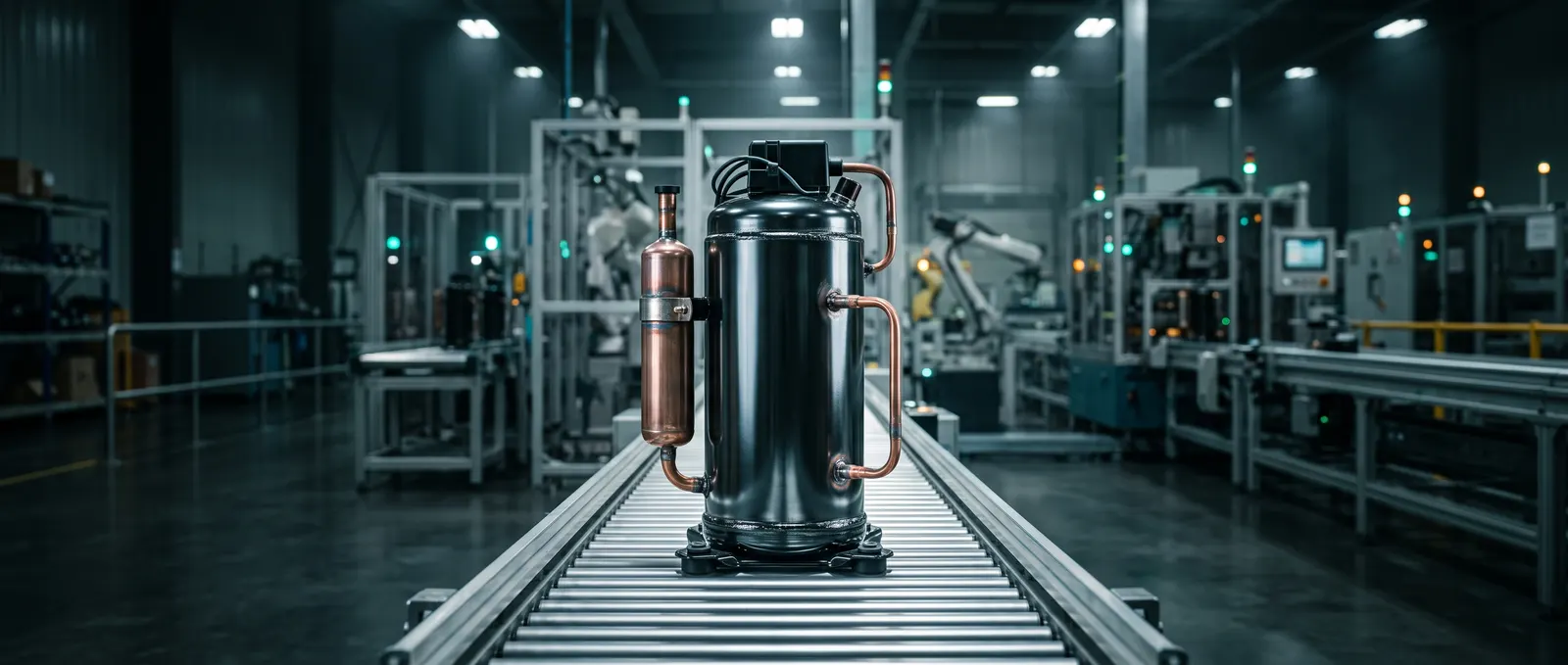 Inverter compressor on an appliance manufacturing line